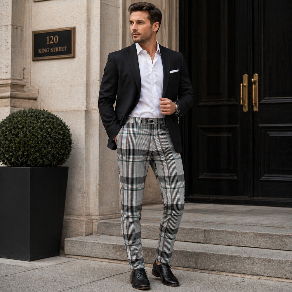 New Rosso‎ Milano Mens Italian Plaid Pants Sz 30x32 Business Casual